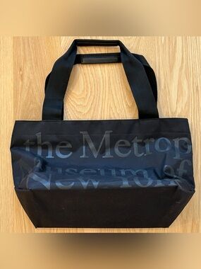 RARE The Met Museum NYC Exclusive Nylon Black Structured Tote Bag Zip Top